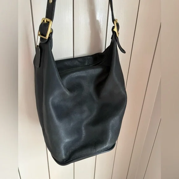 Coach 9085 XL Feed Sac Duffel Bag Black Vintage Leather 90s - Picture 2 of 14